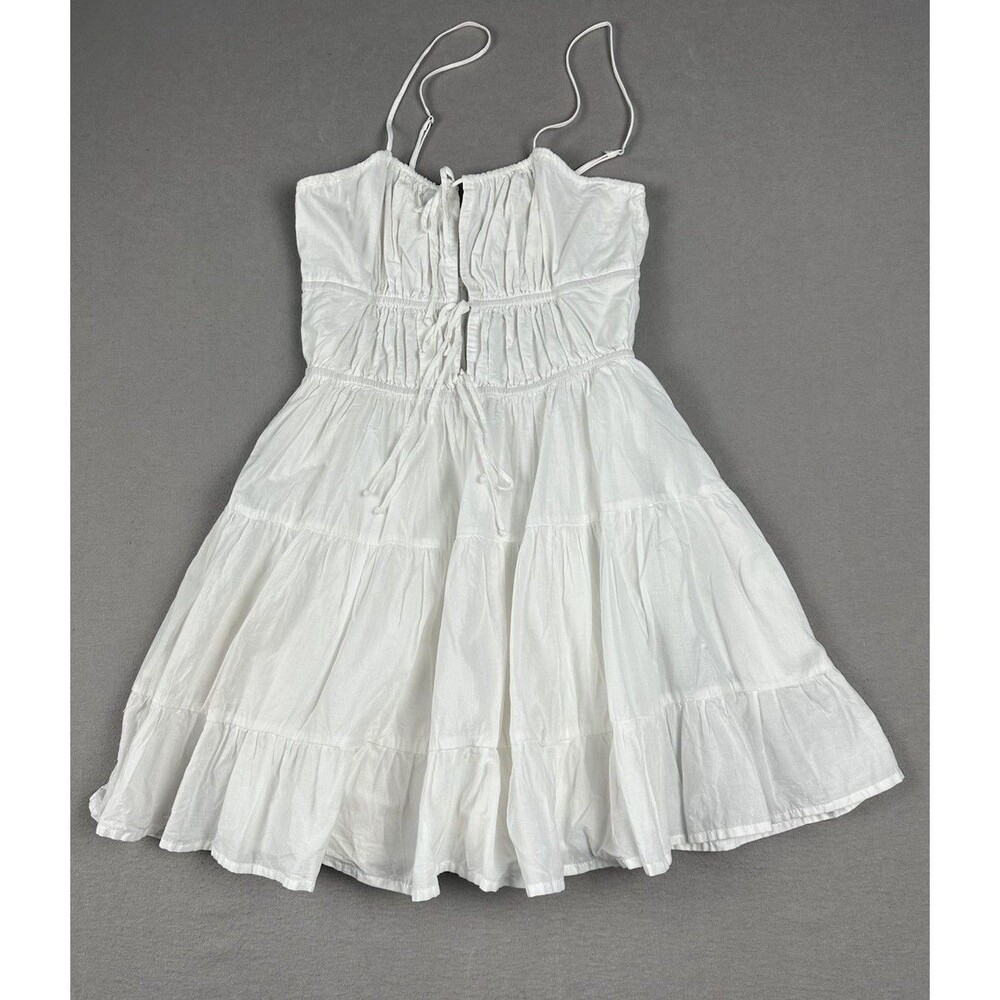 Cotton Candy LA Tie Front Dress White 100% Cotton Sz M Milkmaid Coquette Western